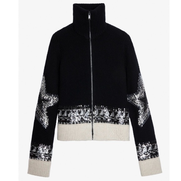 Zadig & Voltaire Christa 100% cashmere sequin sweater. Black - Picture 4 of 12